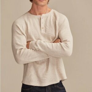 Lucky Brand Cream Henley Shirt lived in look thick cotton